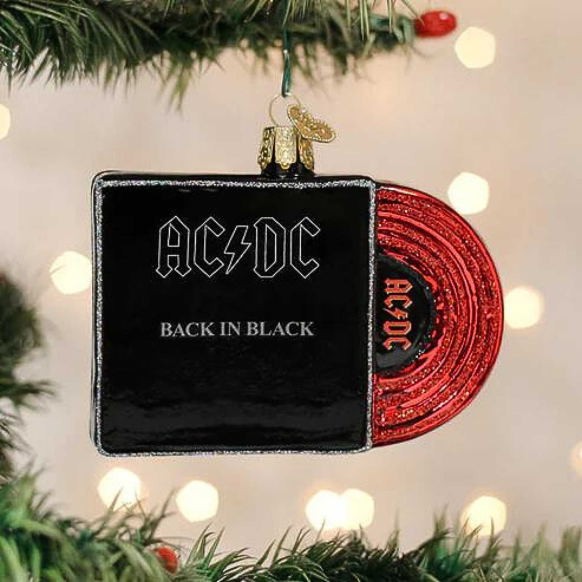Old World Christmas 3.00In Back In Black Album Cover, Glass, Ac Dc