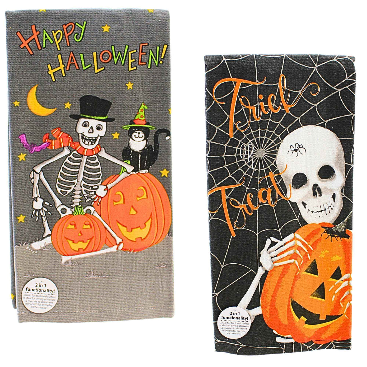 (63280) Happy Halloween Skeleton Kitchen Towel Set