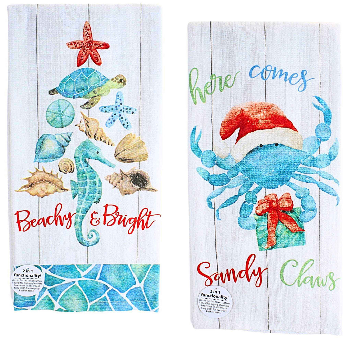 (63285) Beachy Sandy Claws Kitchen Towel Set