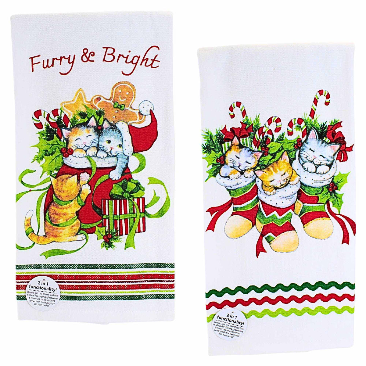 (63286) Meowy Christmas Kitchen Towel Set