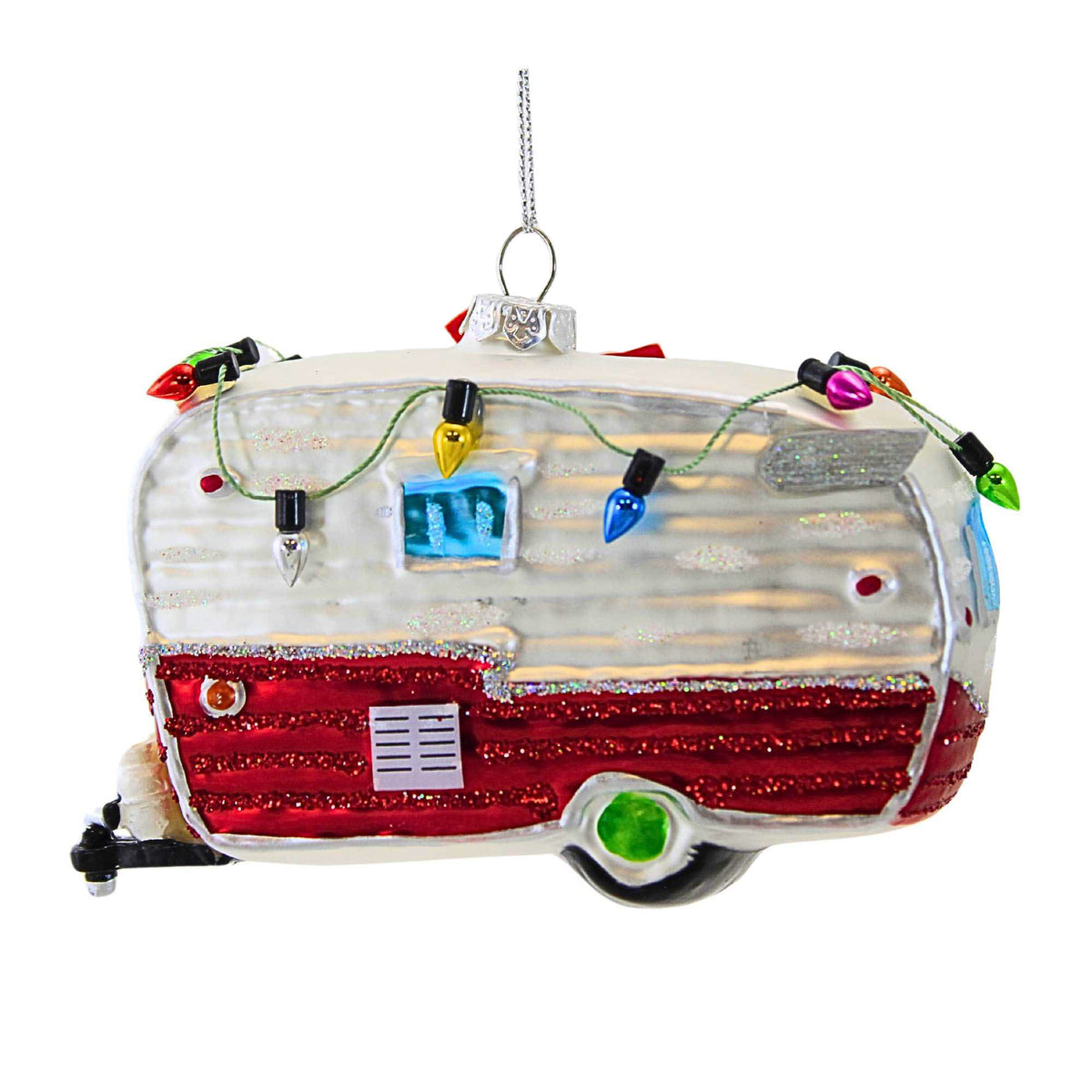 Kurt S. Adler Red And White Pull Camper - - SBKGifts.com