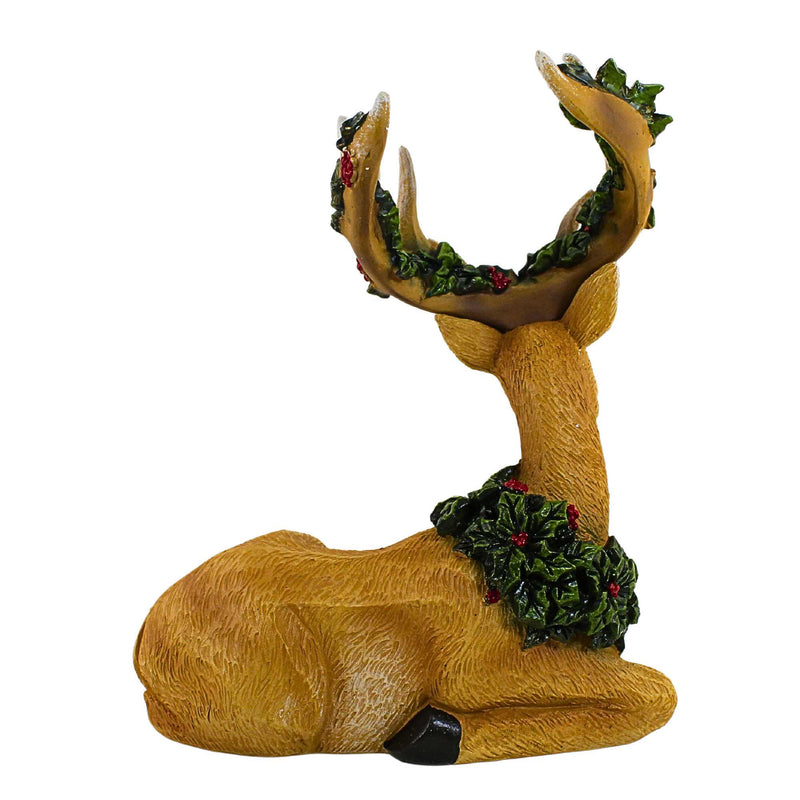 Roman Deer With Holly Garland - - SBKGifts.com