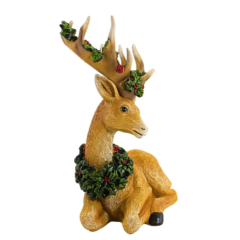 Roman Deer With Holly Garland - - SBKGifts.com