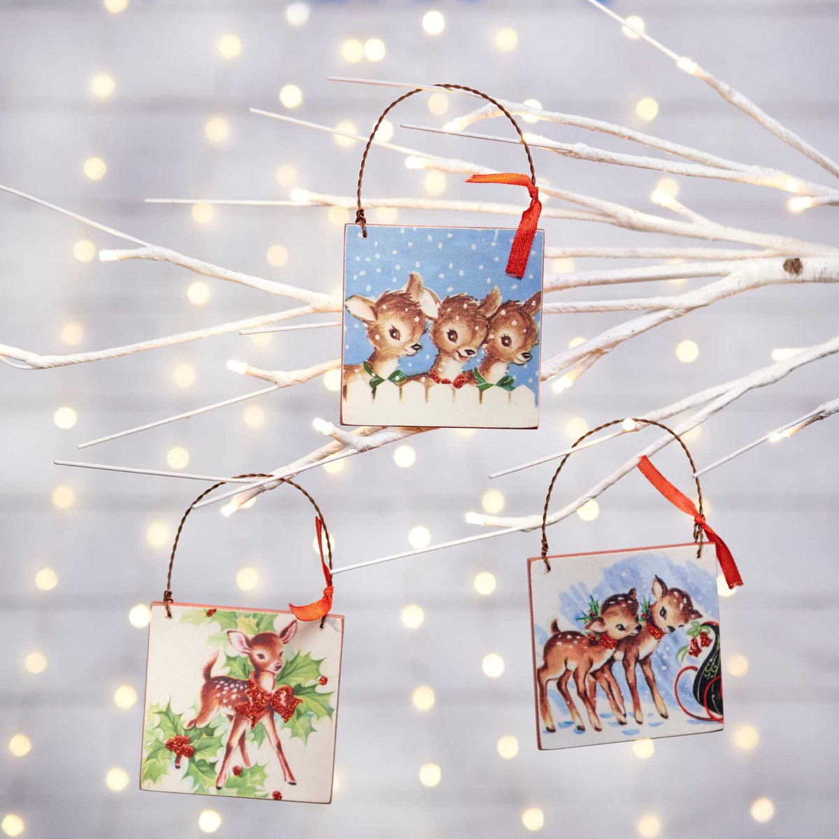 Primitives By Kathy Christmas Deer Ornament Set - - SBKGifts.com