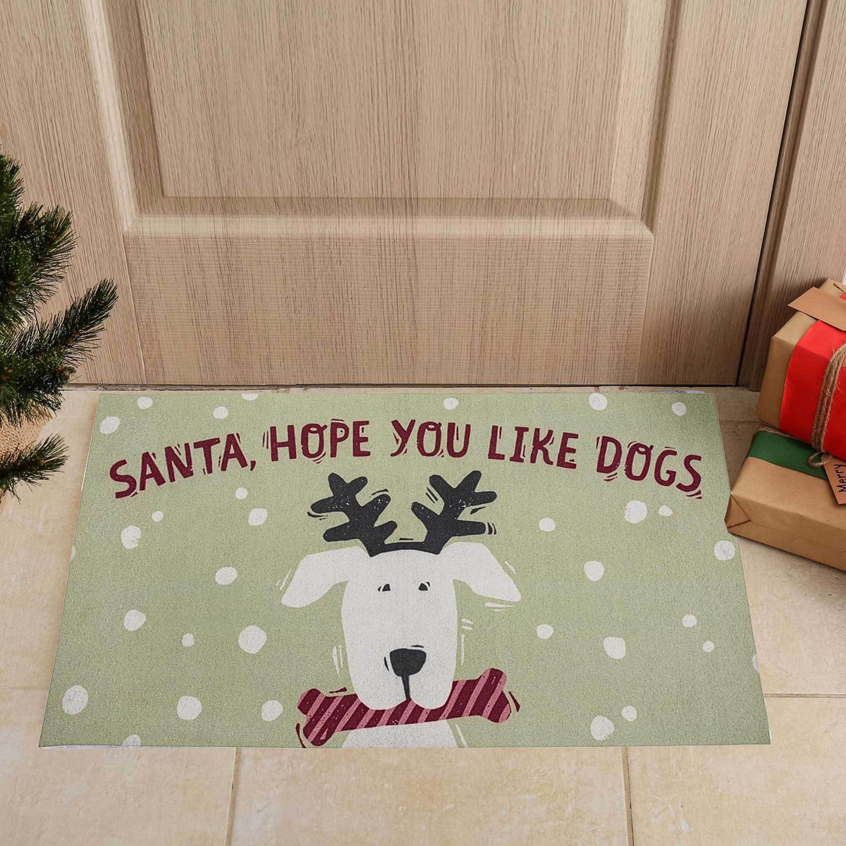 Primitives By Kathy Santa Hope You Like Dogs Rug - - SBKGifts.com