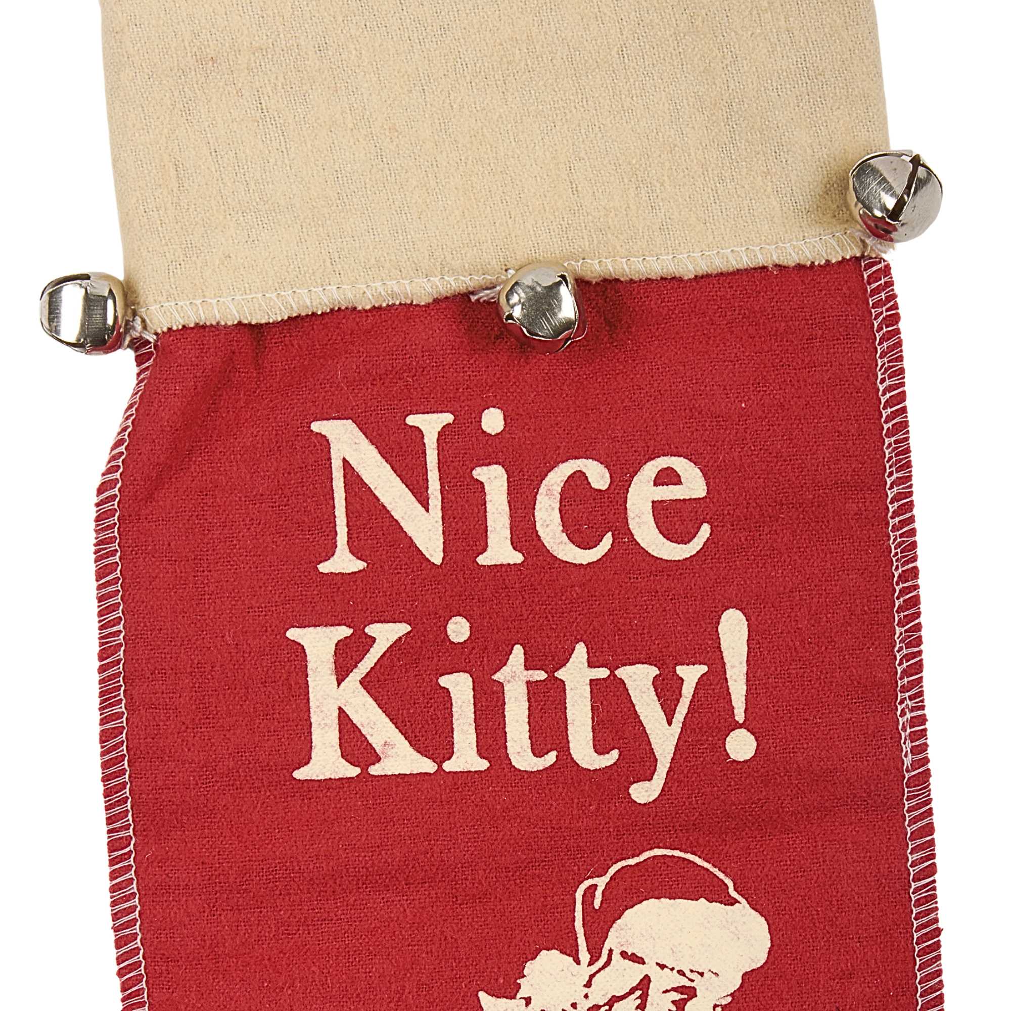 Primitives By Kathy 18.00In Nice Kitty Stocking, Felt, Cat Bells