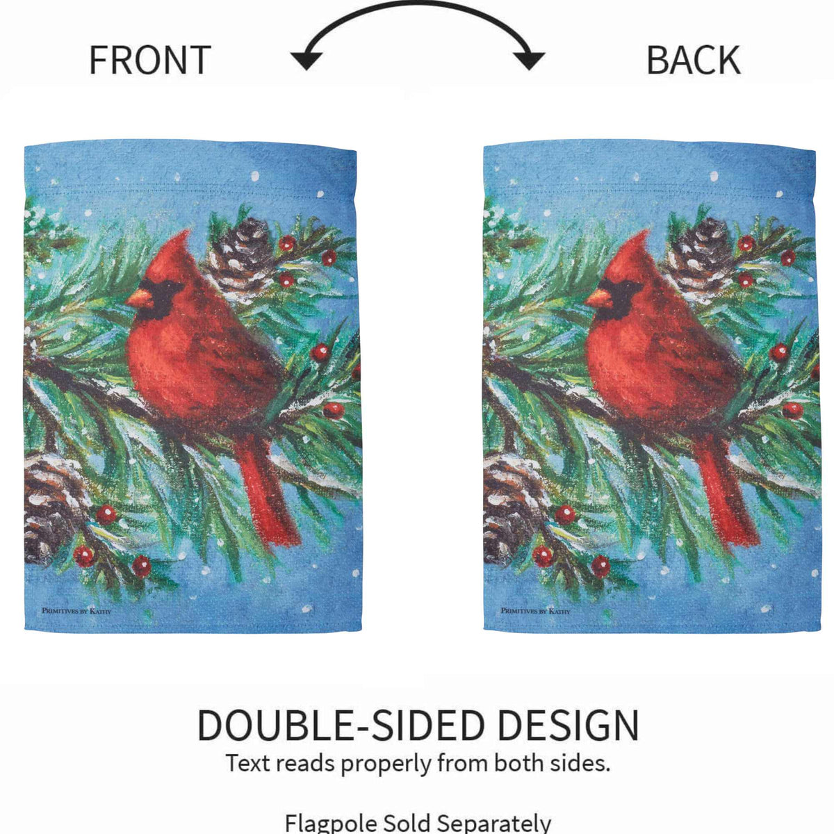 Primitives By Kathy Cardinal Garden Flag - - SBKGifts.com