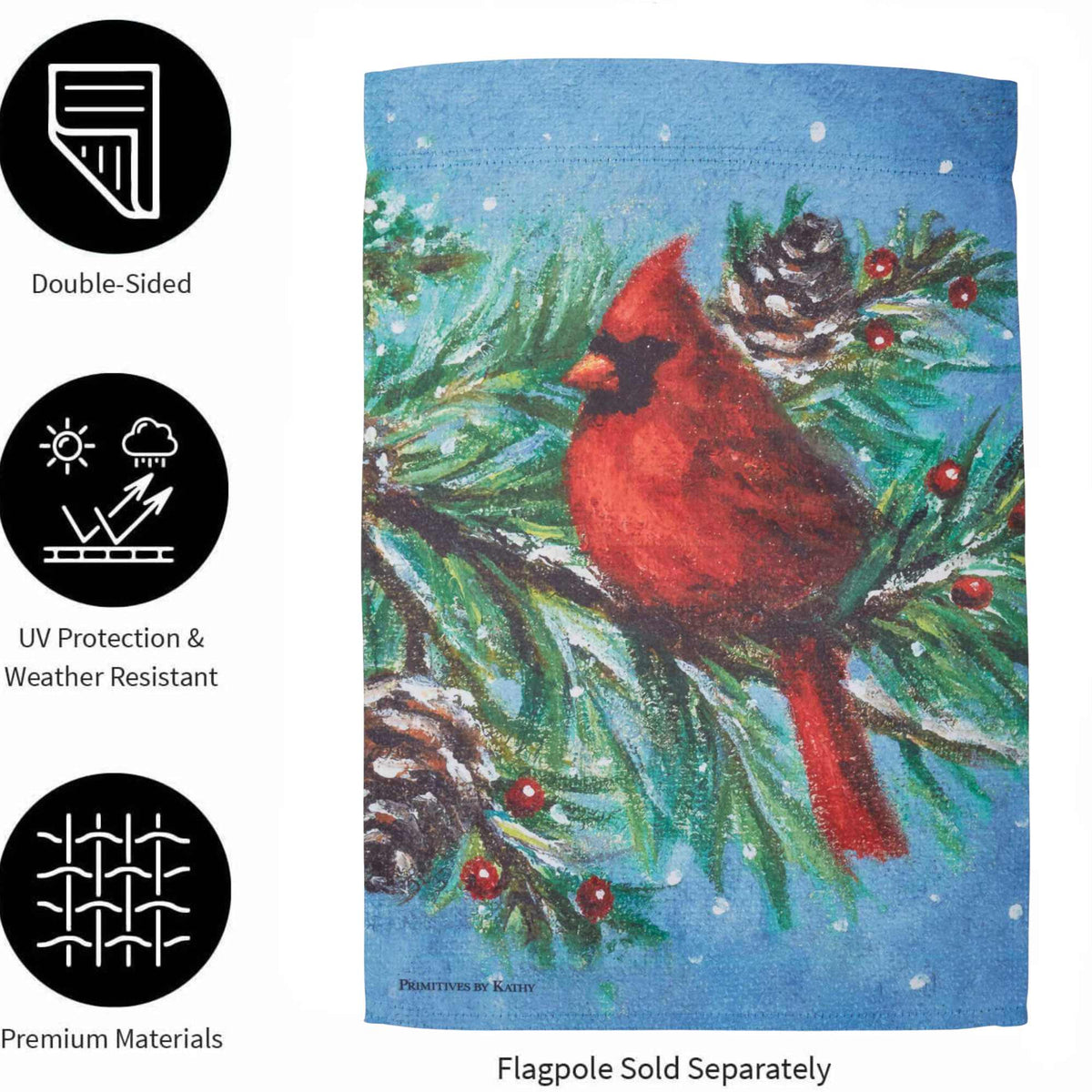 Primitives By Kathy Cardinal Garden Flag - - SBKGifts.com