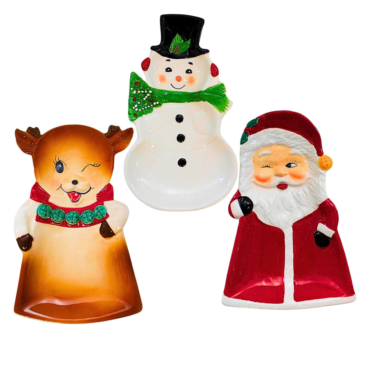 (63501) Christmas Characters Tidbit Plates