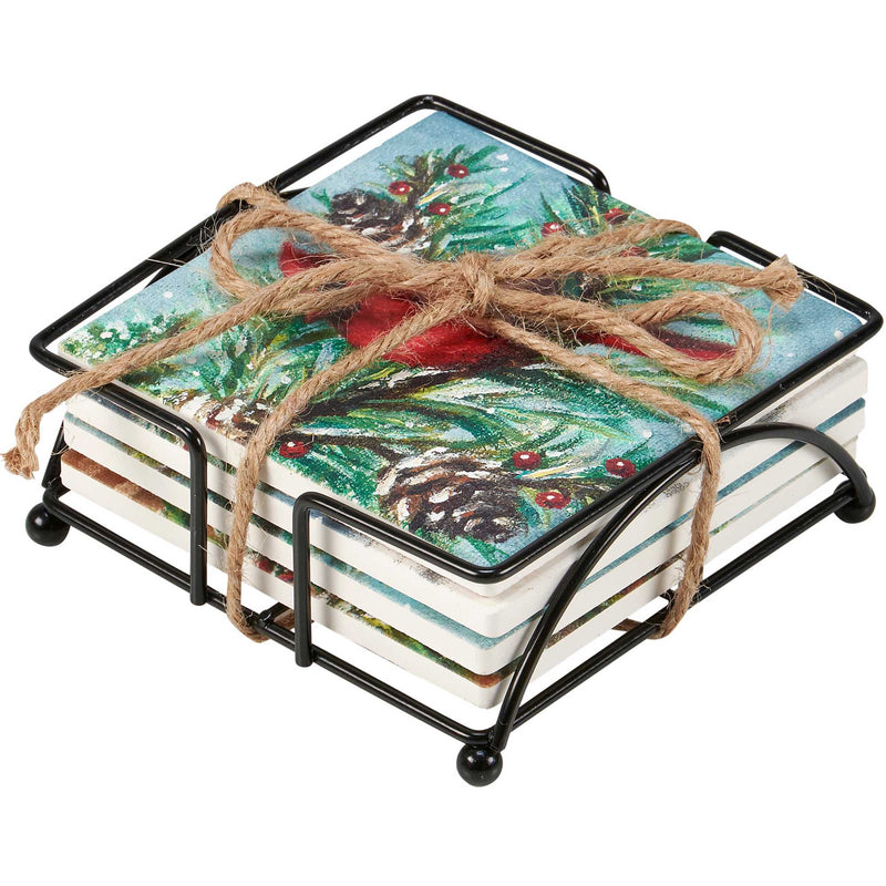 Primitives By Kathy Winter Family Coaster Set - - SBKGifts.com