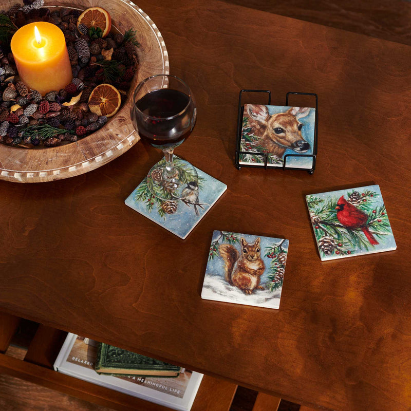 Primitives By Kathy Winter Family Coaster Set - - SBKGifts.com