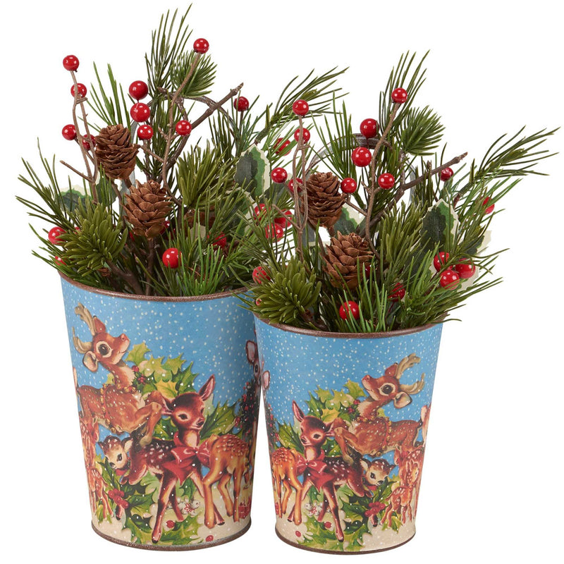 Primitives By Kathy Christmas Deer Wall Bucket Set - - SBKGifts.com
