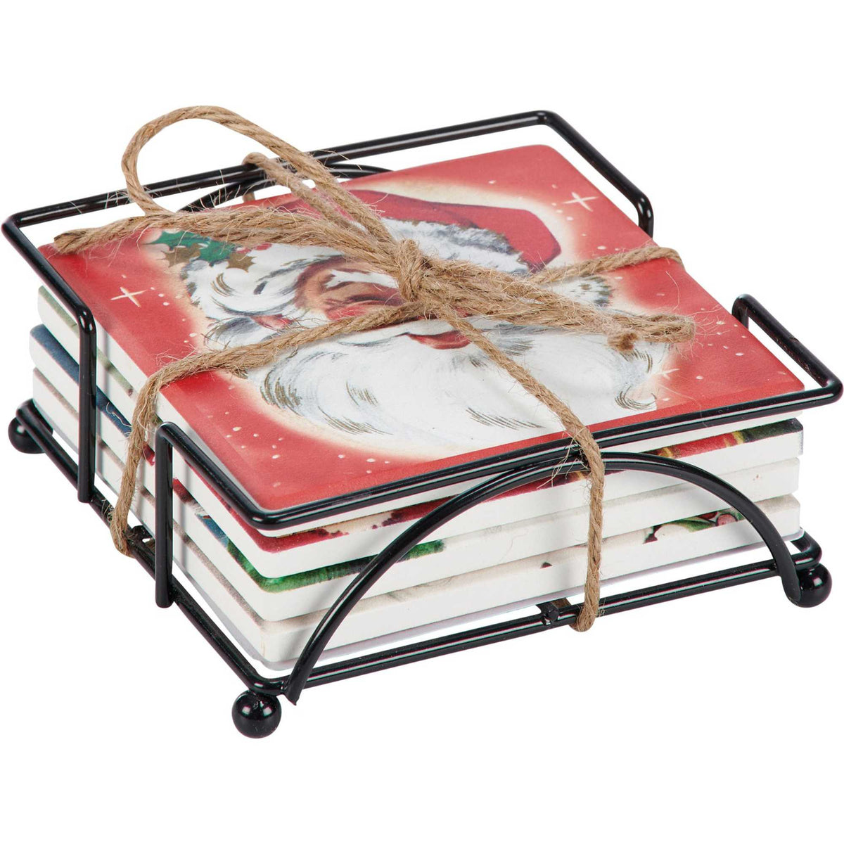 Primitives By Kathy Santa Claus Coaster Set - - SBKGifts.com