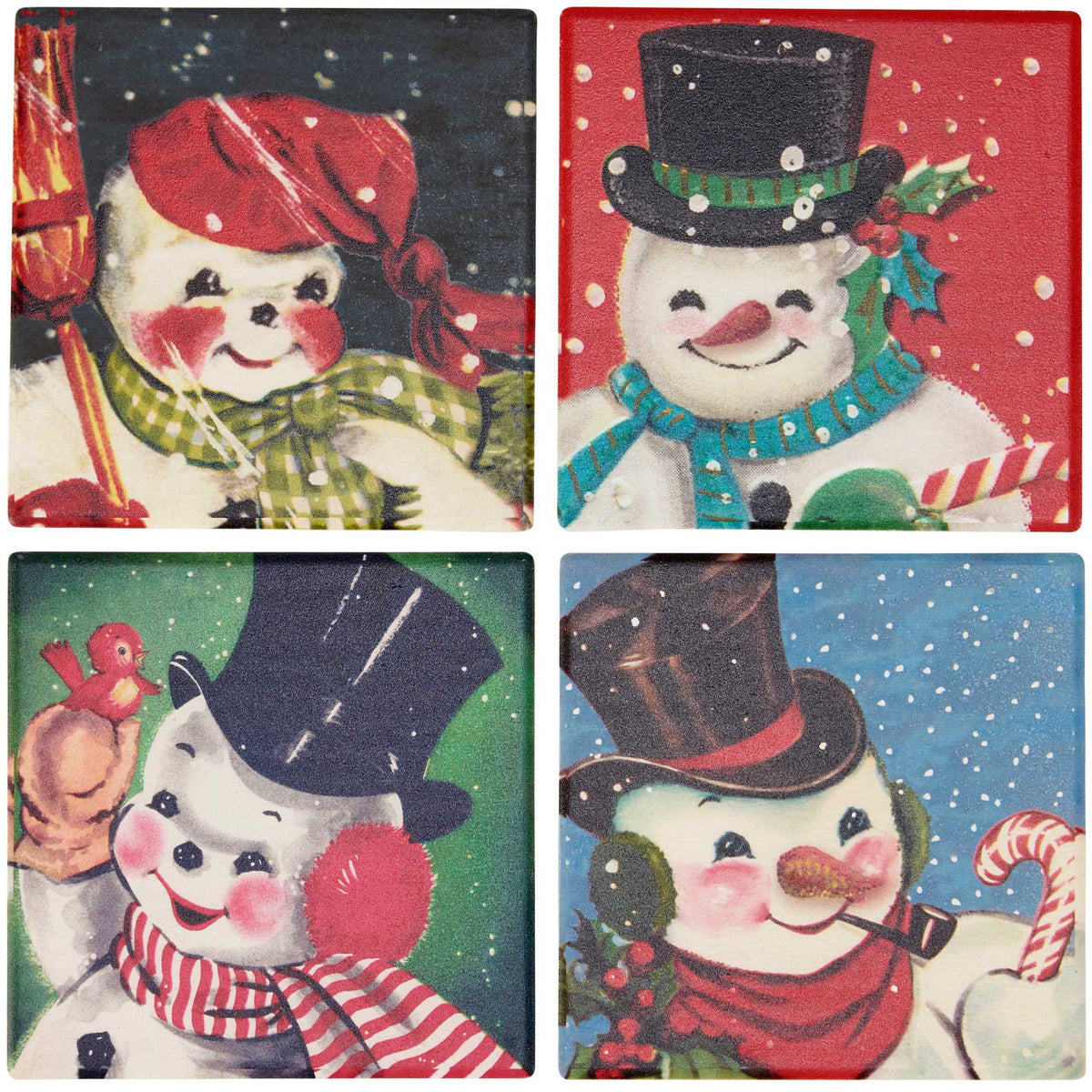 (63535) Retro Snowman Coaster Set