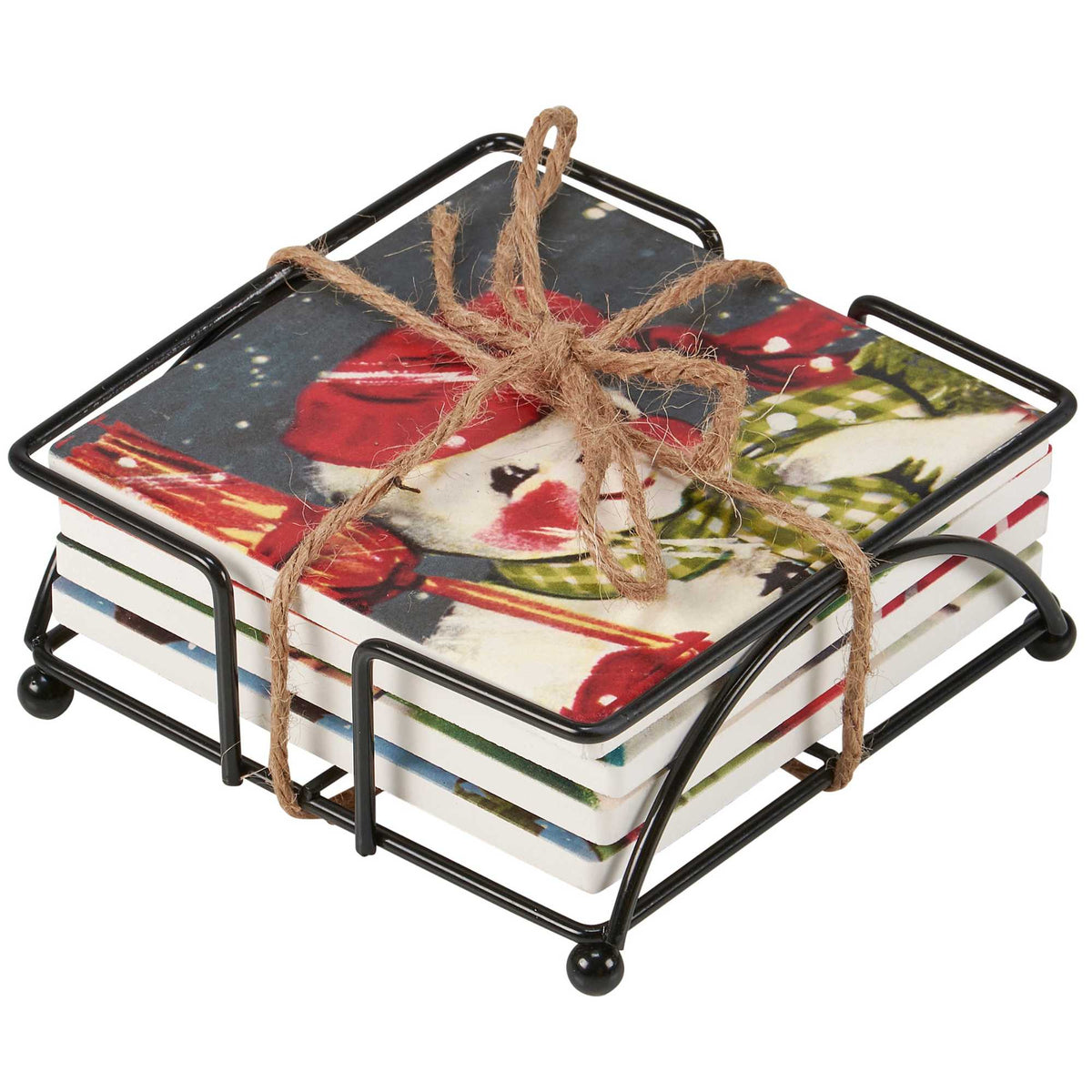 Primitives By Kathy Retro Snowman Coaster Set - - SBKGifts.com