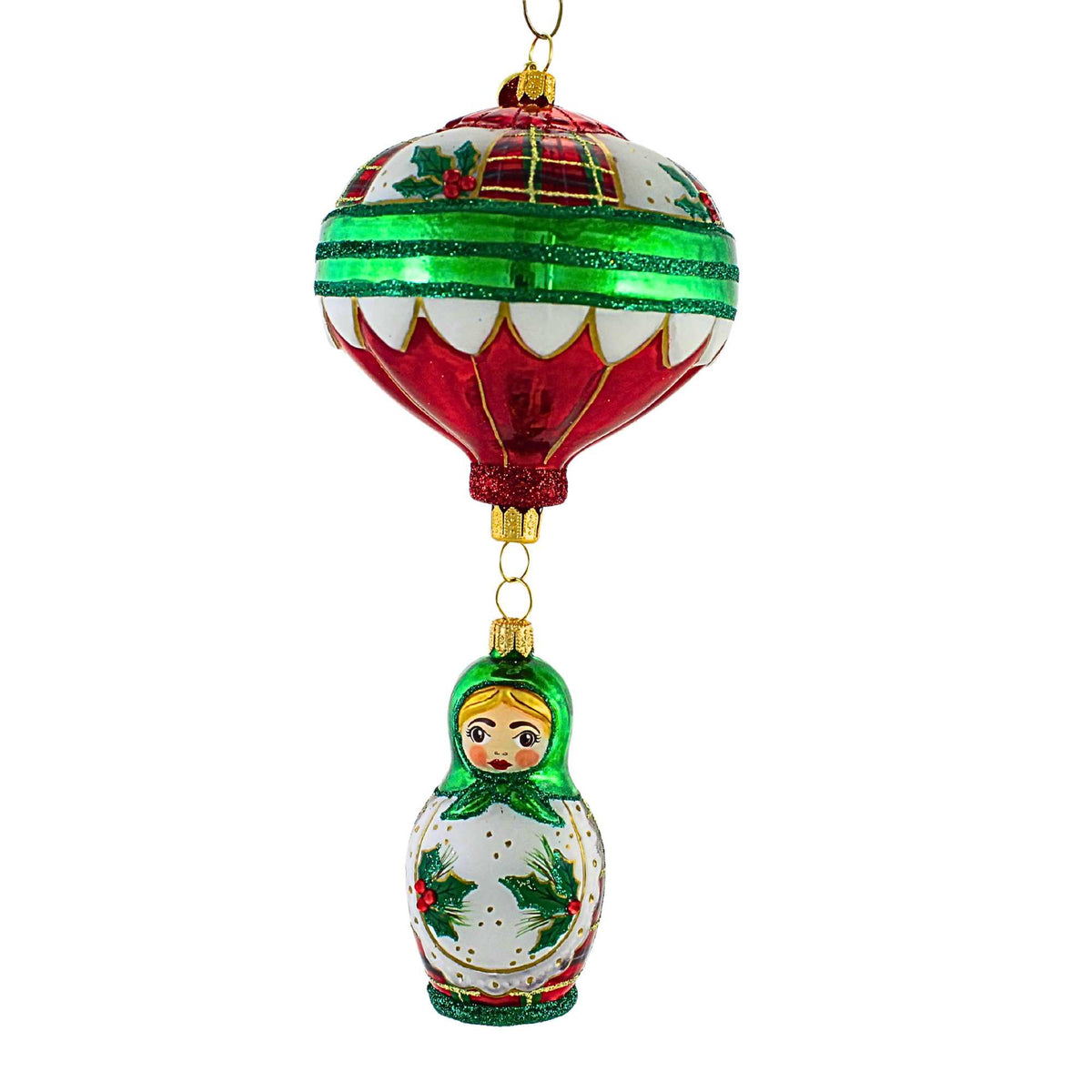 (63569) Green & Red Matrioshka Ornament