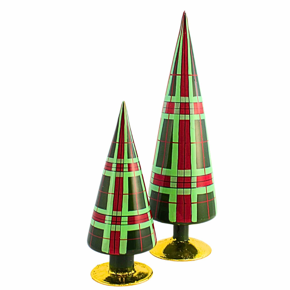(63635) Green Plaid Patterned Tree Set/2