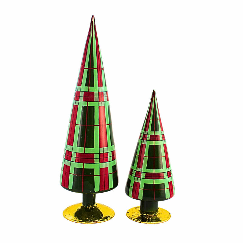 Cody Foster Green Plaid Patterned Tree Set/2 - - SBKGifts.com