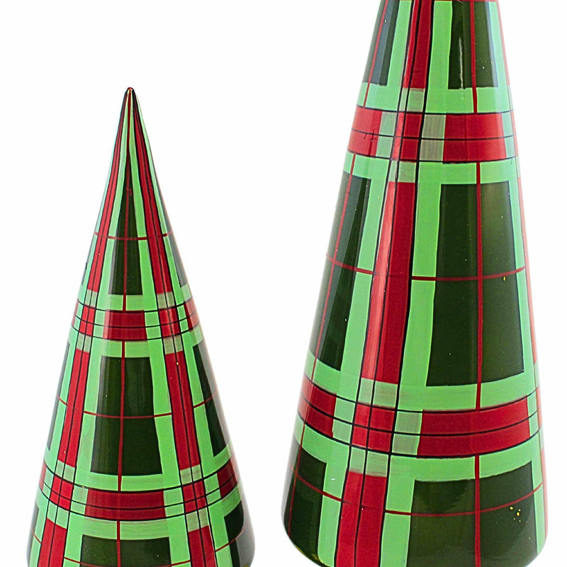 Cody Foster Green Plaid Patterned Tree Set/2 - - SBKGifts.com