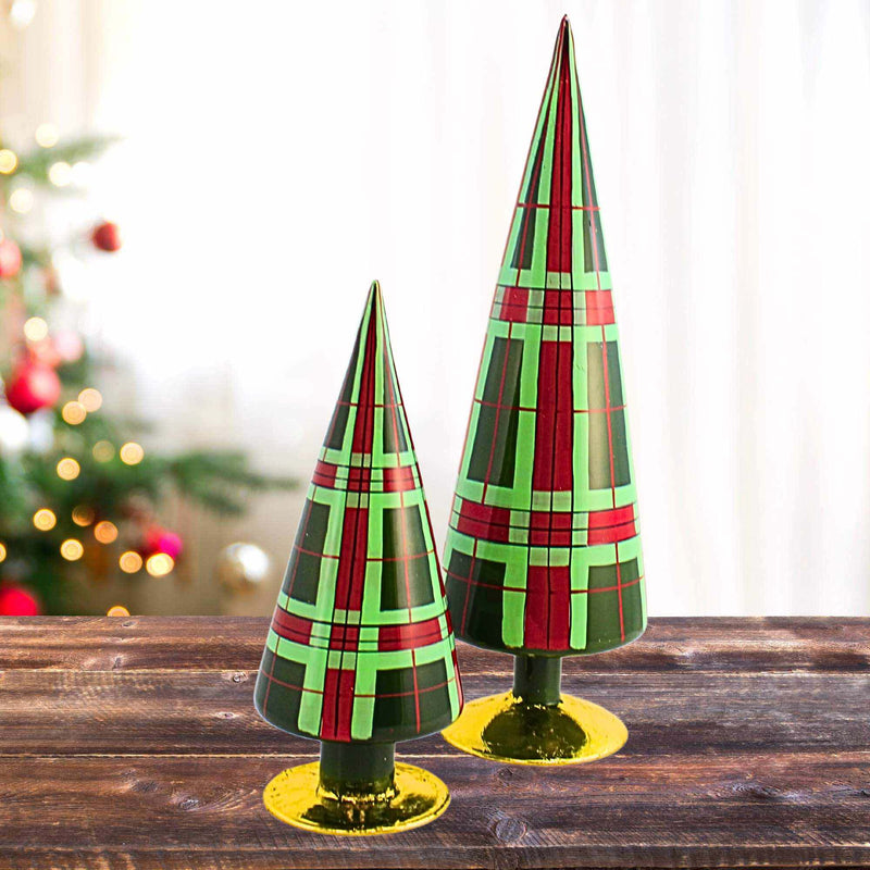 Cody Foster Green Plaid Patterned Tree Set/2 - - SBKGifts.com