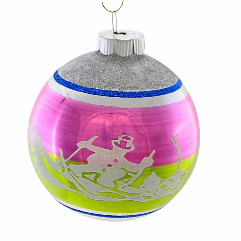 Christopher Radko Snowman Ski Flocked Ball - - SBKGifts.com