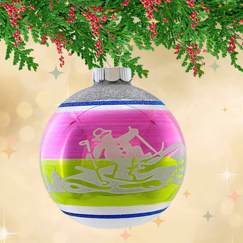 Christopher Radko Snowman Ski Flocked Ball - - SBKGifts.com