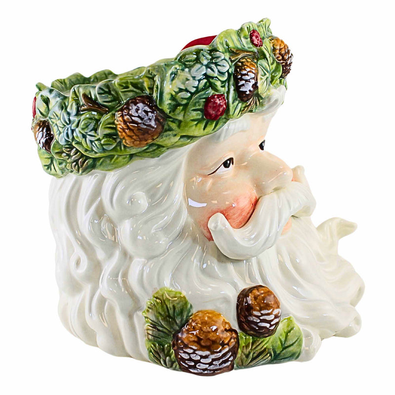Tabletop Evergreen Holiday Santa Container - - SBKGifts.com