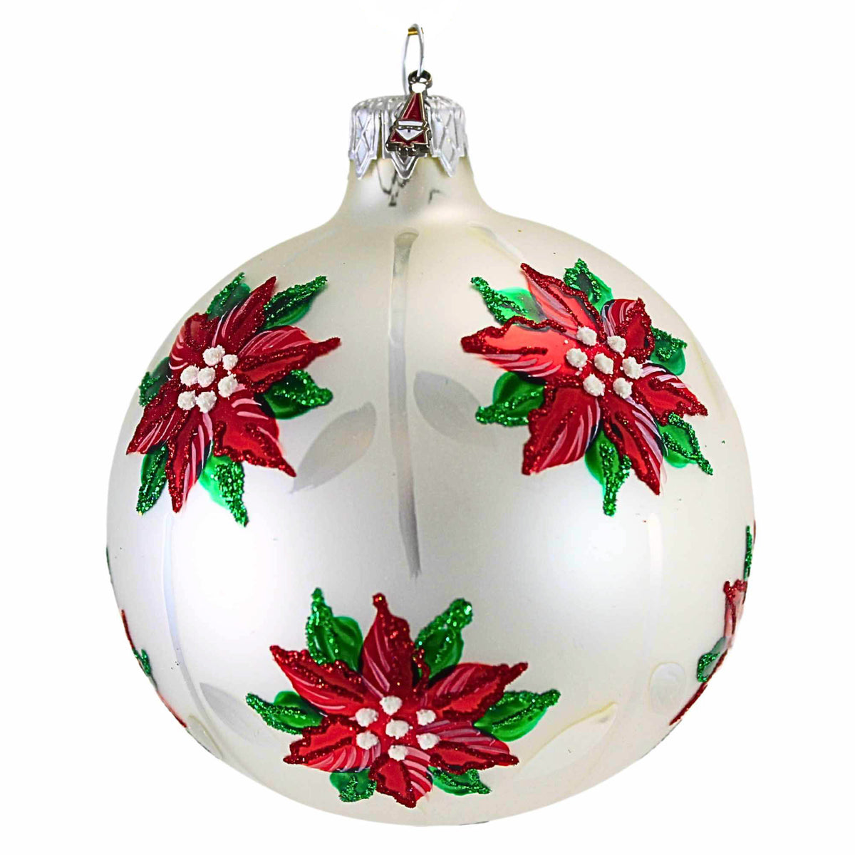 Santa Land Christmas Poinsettia White S/3 - - SBKGifts.com