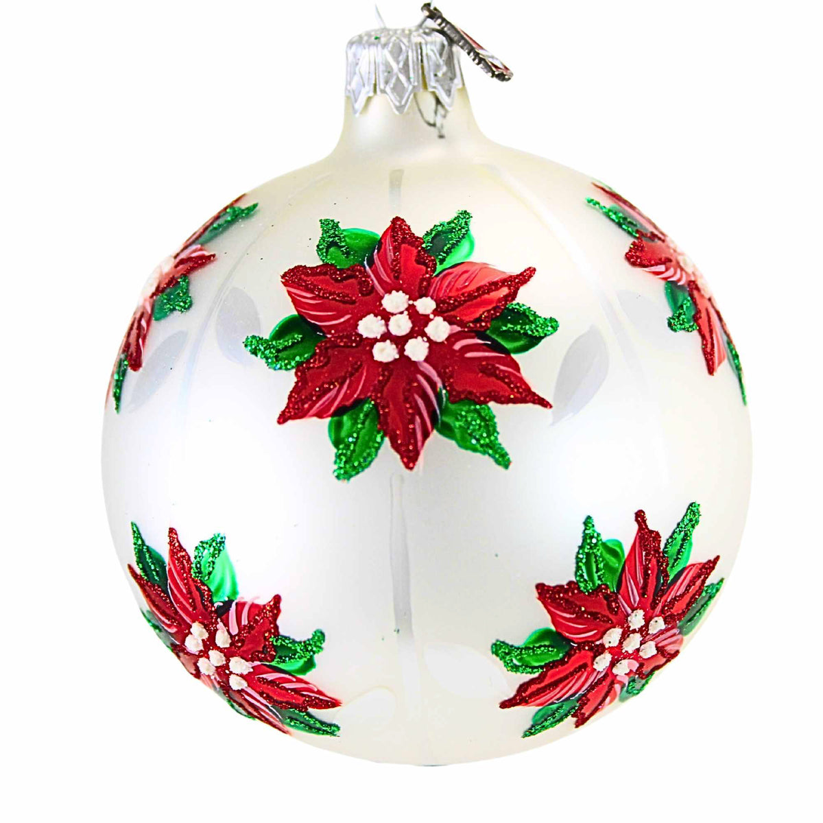 Santa Land Christmas Poinsettia White S/3 - - SBKGifts.com