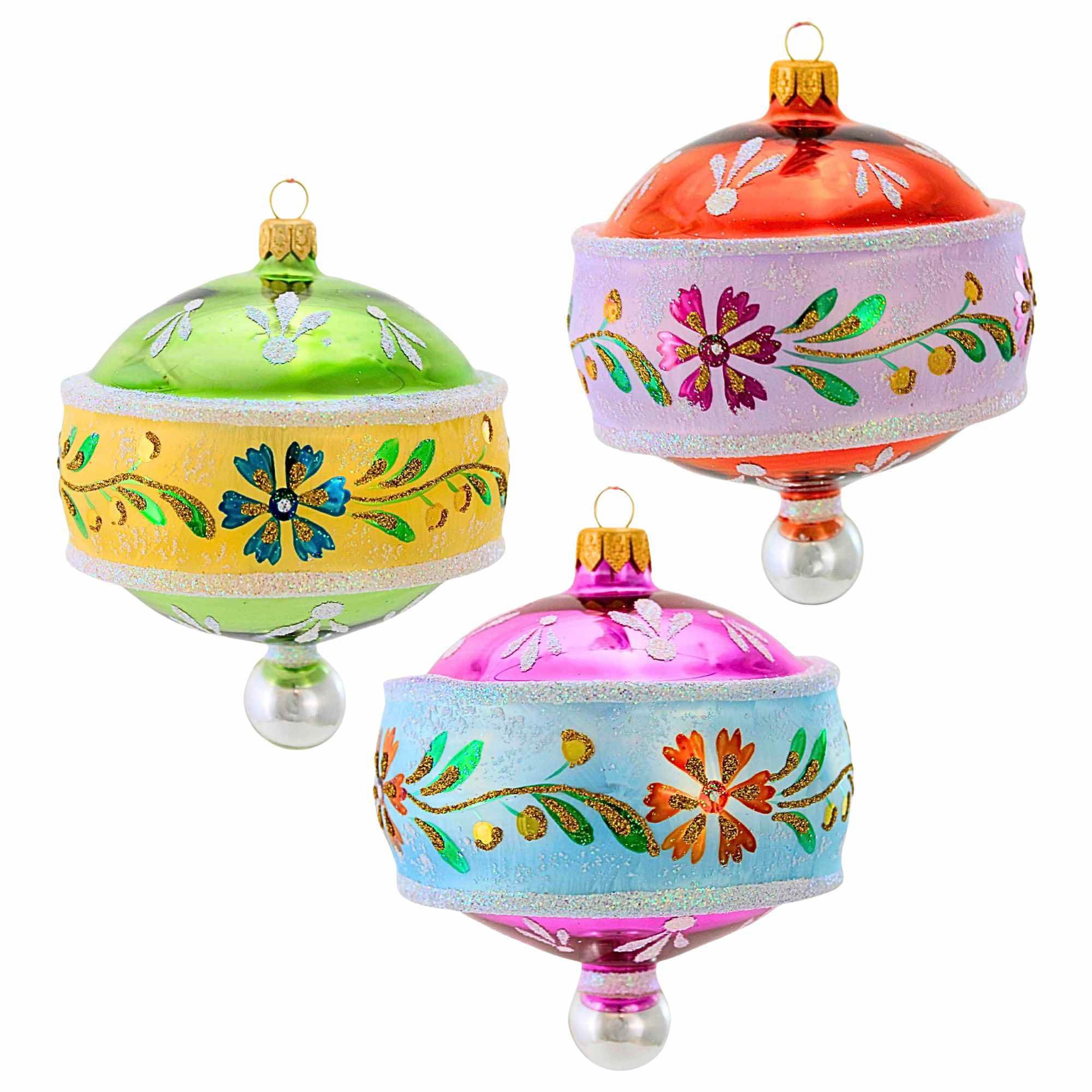 Ornament King 4.50In Rose Elegans Deluxe 3Pc Set, Glass, Ball Drop Floral Flower Ornament Set 46019 Set | SBKGifts.com Ornament King 4.50In Rose Elegans Deluxe 3Pc Set, Glass, Ball Drop Floral Flower Ornament Set 46019 Set | SBKGifts.com