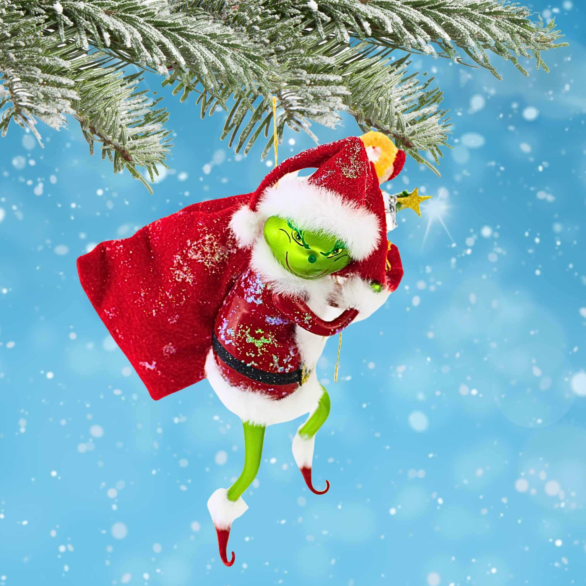 Ornament King 9.00In Green Meanie, Glass, Grinch Suess Italian