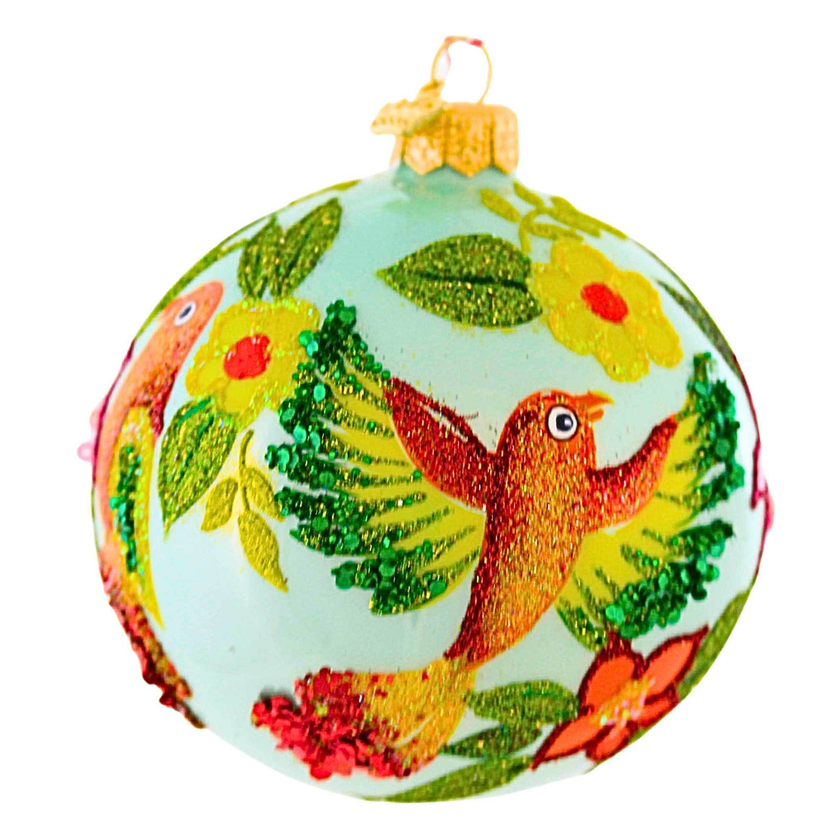 Ornament King Frosty Feathers Green - - SBKGifts.com