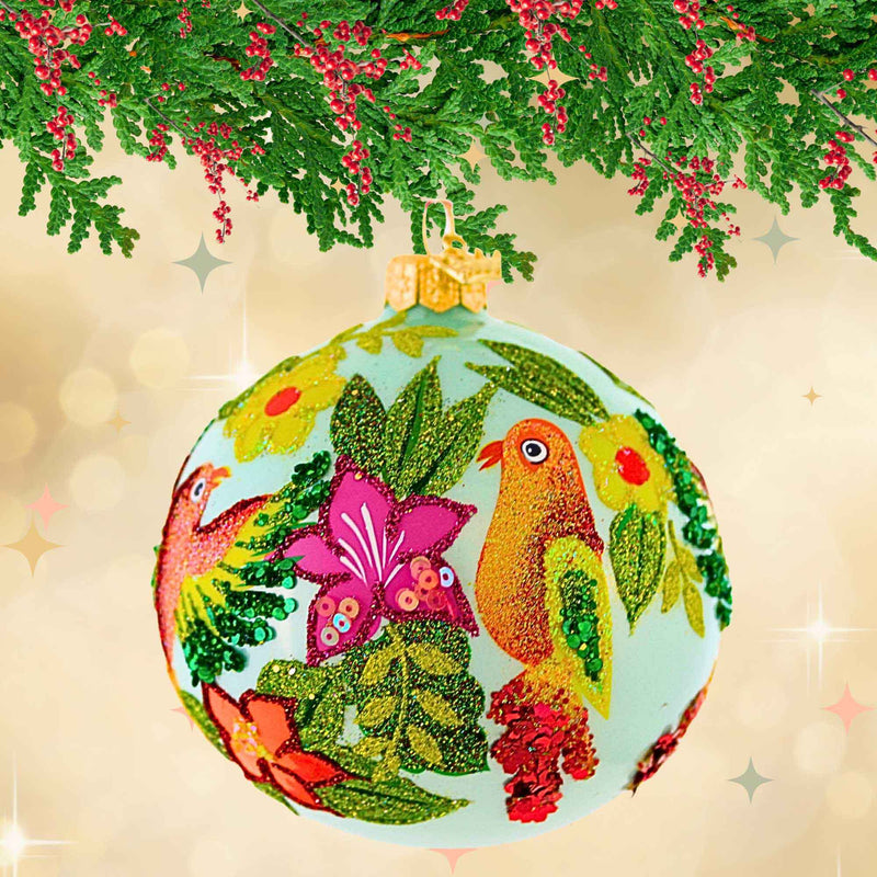 Ornament King Frosty Feathers Green - - SBKGifts.com