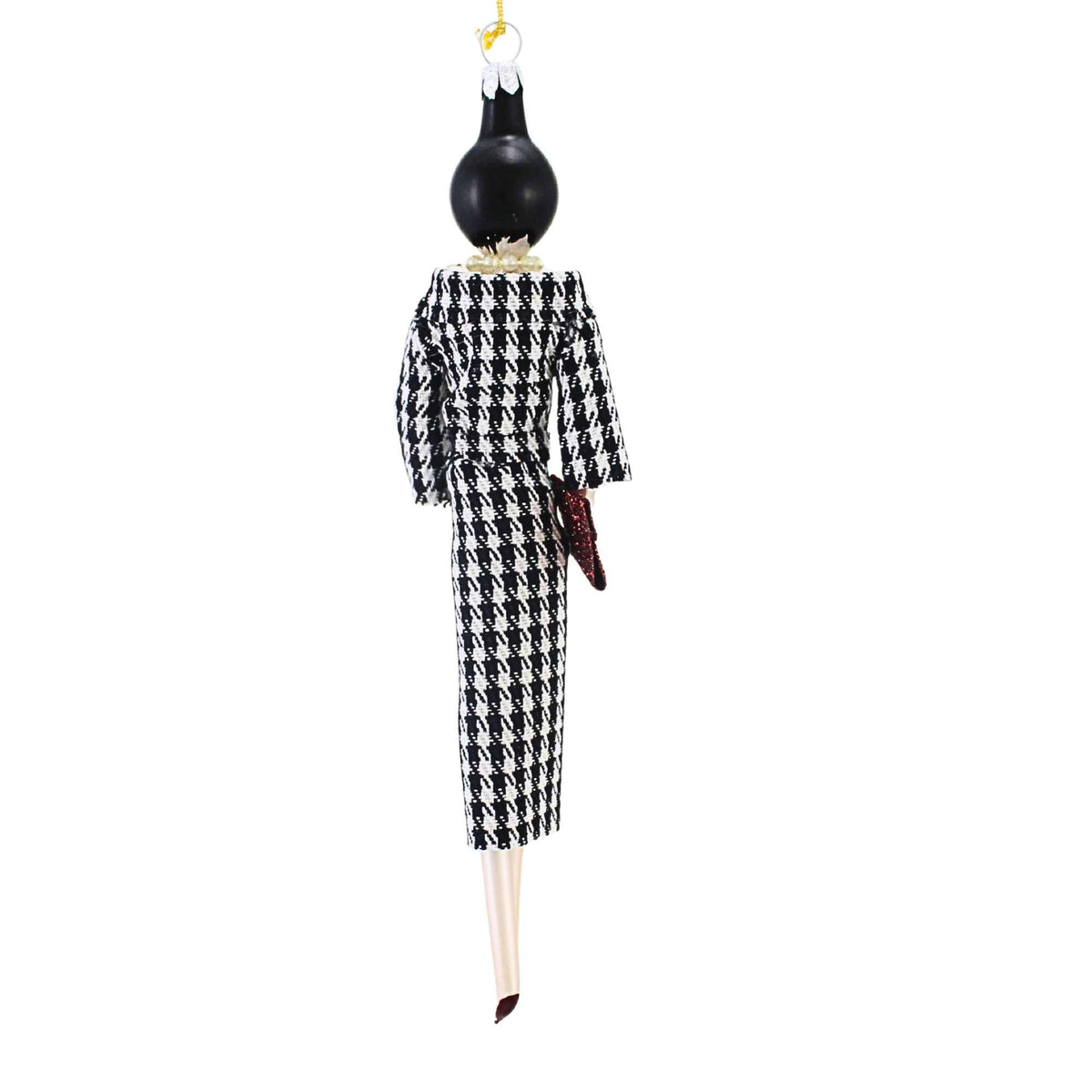 De Carlini Italian Ornaments Marlowe In Houndstooth - - SBKGifts.com