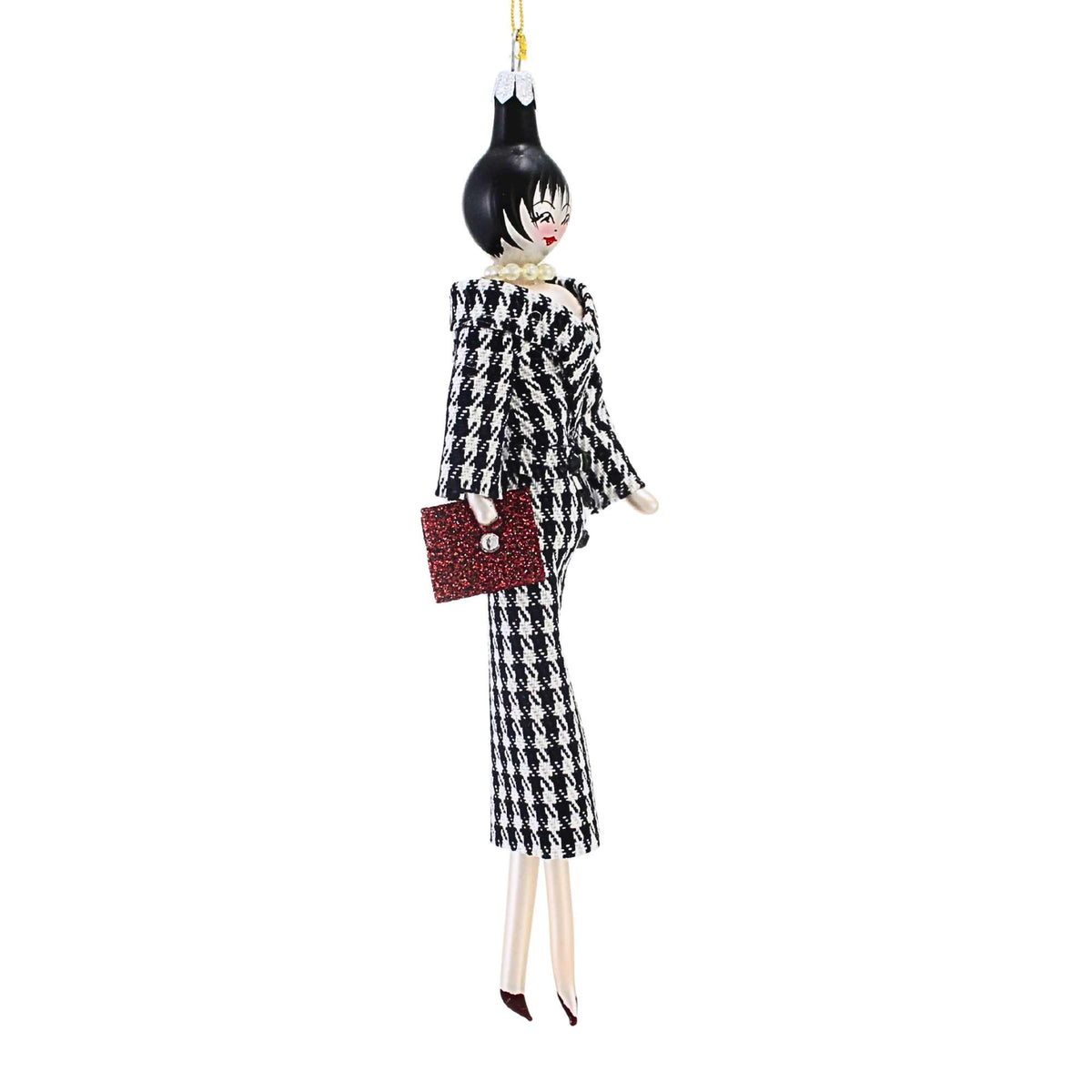 De Carlini Italian Ornaments Marlowe In Houndstooth - - SBKGifts.com