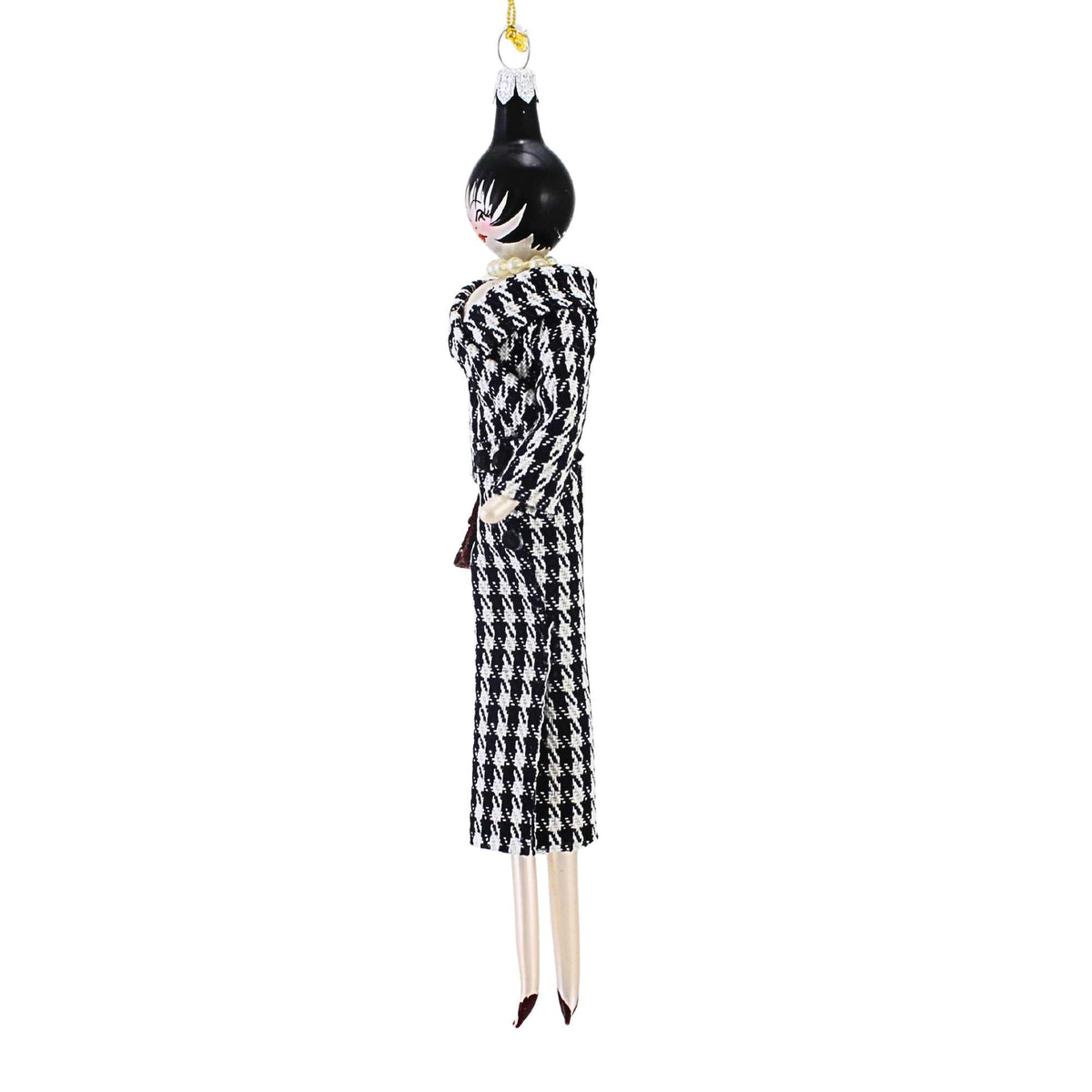 De Carlini Italian Ornaments Marlowe In Houndstooth - - SBKGifts.com