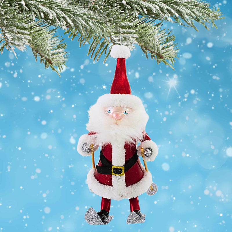 De Carlini Italian Ornaments Windy Whiskers Santa - - SBKGifts.com