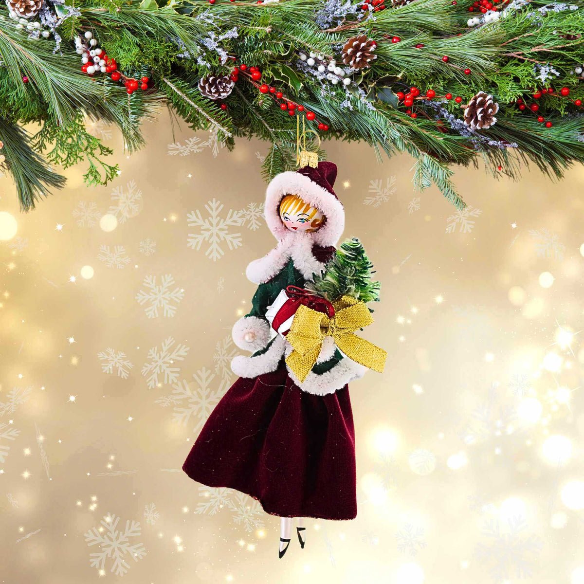 De Carlini Italian Ornaments Isabella Evergreen - - SBKGifts.com