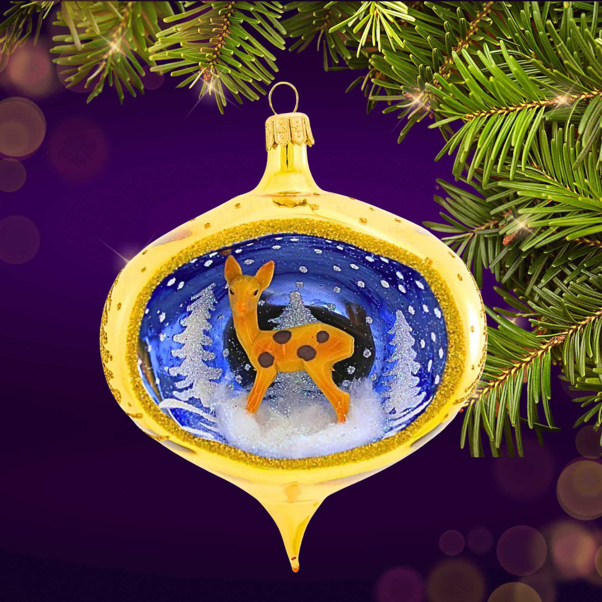 De Carlini Italian Ornaments Glitterglow Deer - - SBKGifts.com