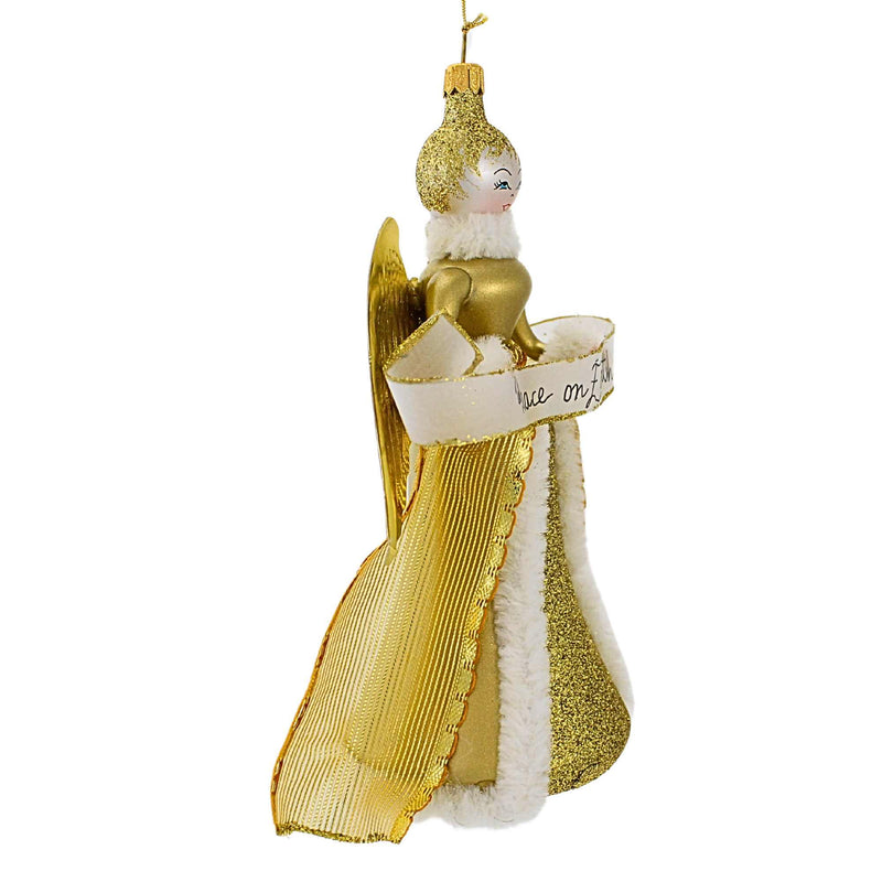 De Carlini Italian Ornaments Peace On Earth Lux Angel - - SBKGifts.com