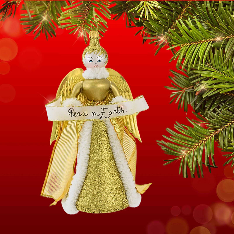 De Carlini Italian Ornaments Peace On Earth Lux Angel - - SBKGifts.com