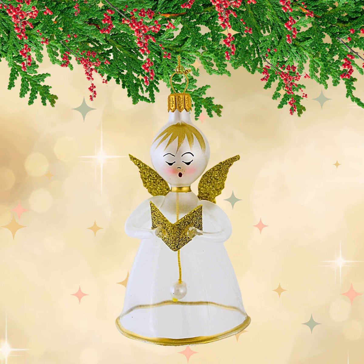 De Carlini Italian Ornaments Goldie Bell Sings - - SBKGifts.com