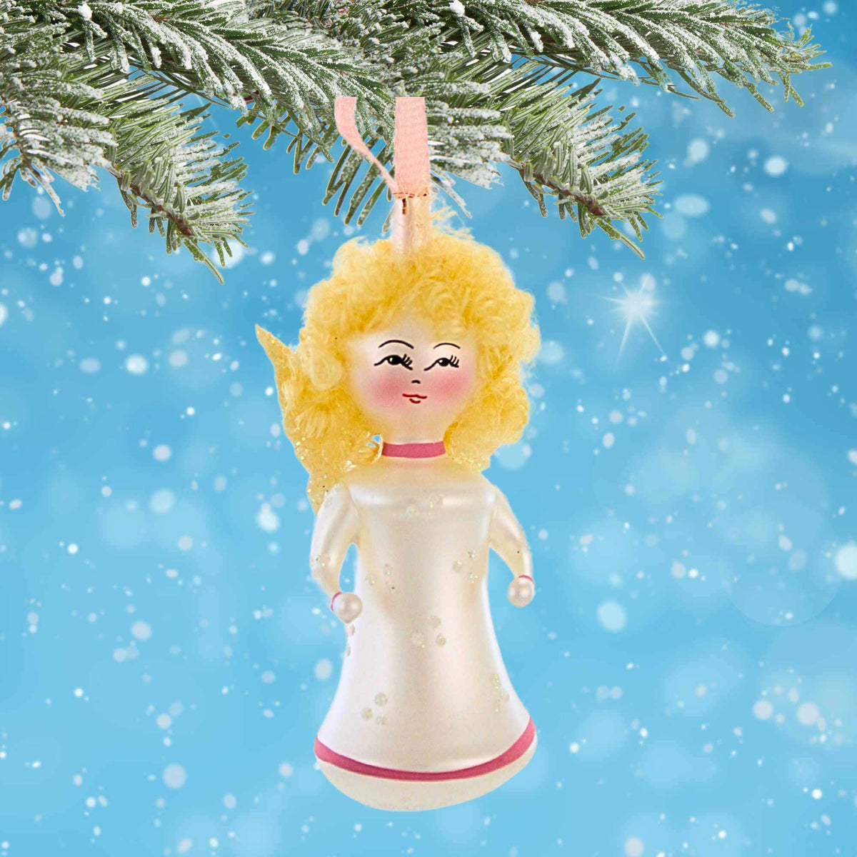 De Carlini Italian Ornaments Angelina In Pink - - SBKGifts.com