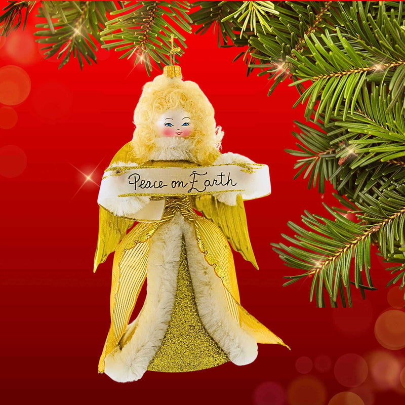 De Carlini Italian Ornaments Peace On Earth Blonde Angel - - SBKGifts.com