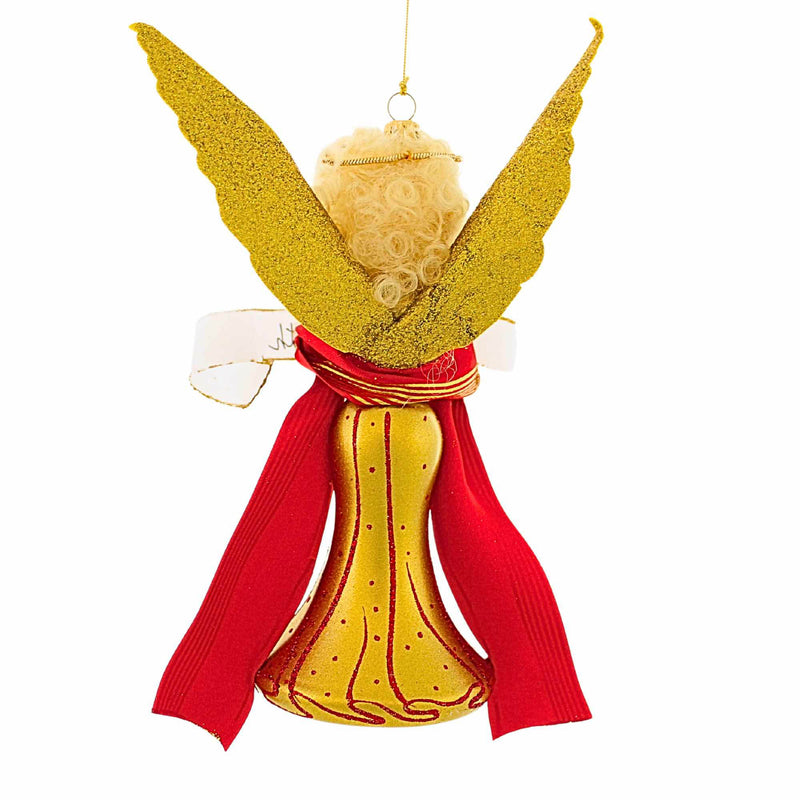 De Carlini Italian Ornaments Peace On Earth Scarlet Angel - - SBKGifts.com