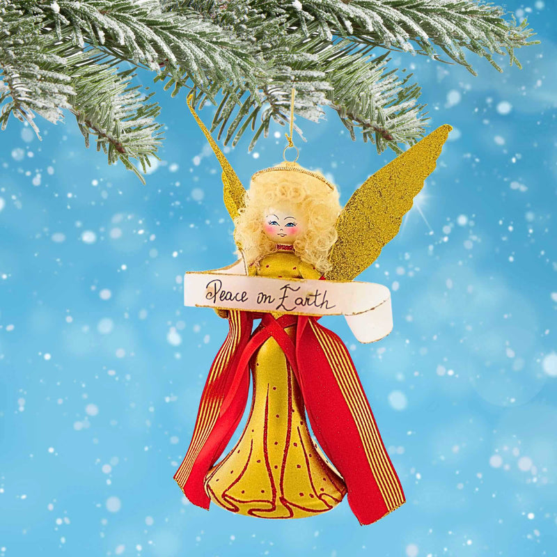 De Carlini Italian Ornaments Peace On Earth Scarlet Angel - - SBKGifts.com
