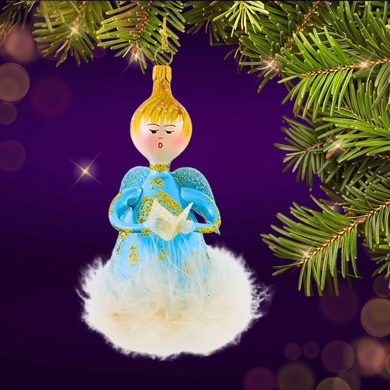 De Carlini Italian Ornaments Tiffany Blue Angel - - SBKGifts.com