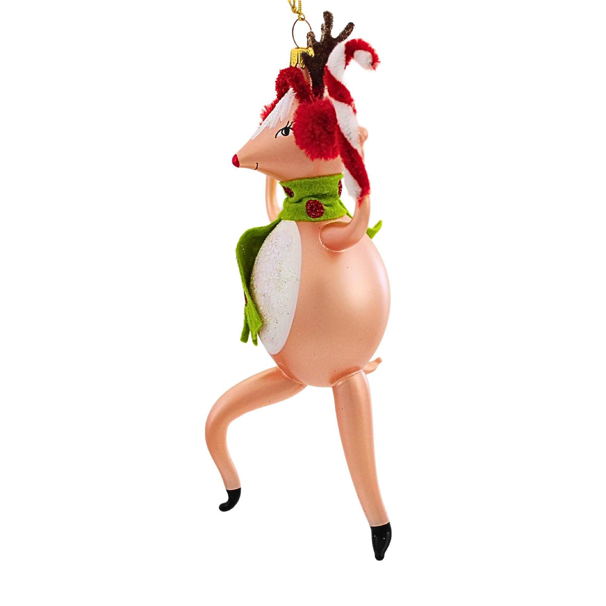 De Carlini Italian Ornaments Peppermint Prancer - - SBKGifts.com