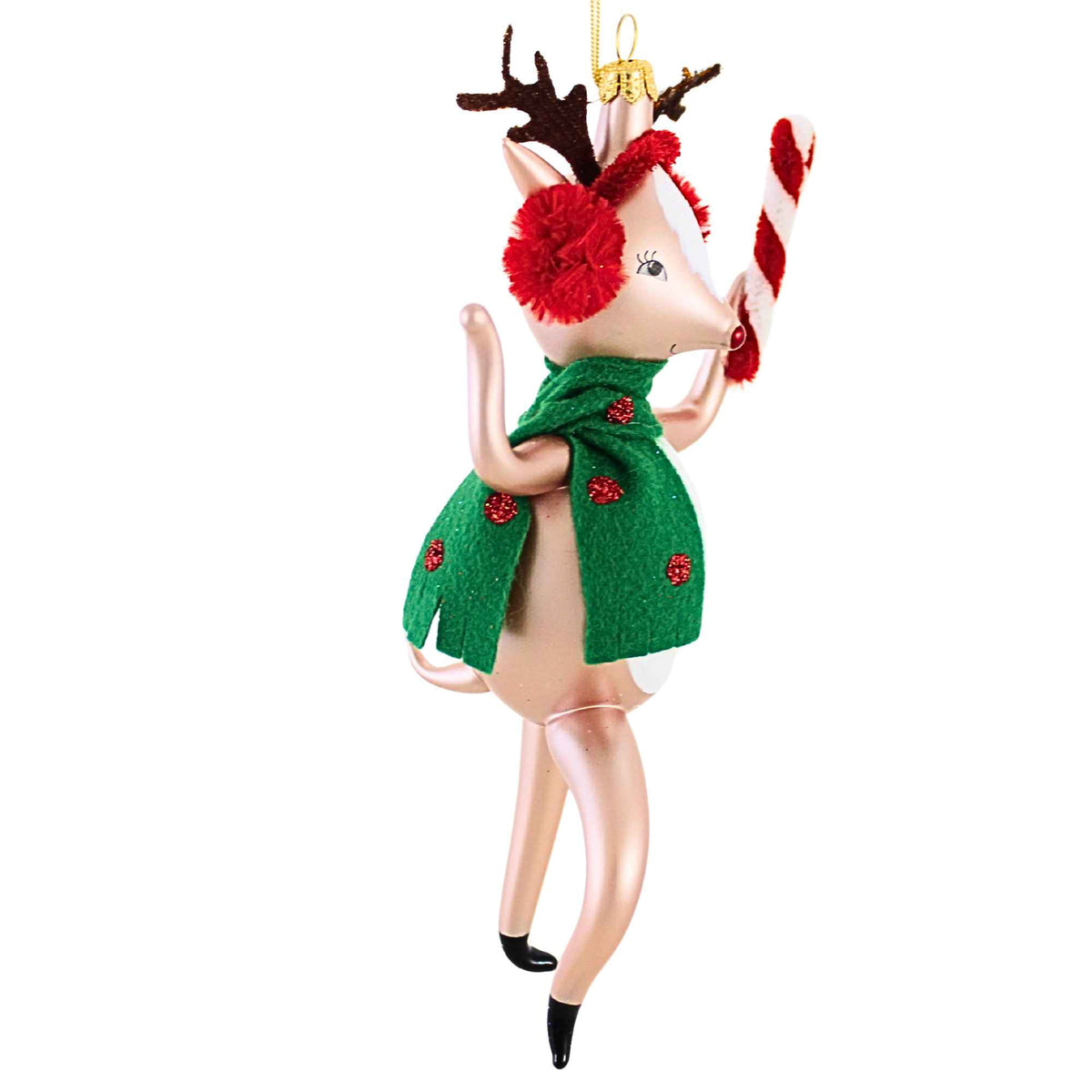 De Carlini Italian Ornaments Peppermint Prancer - - SBKGifts.com