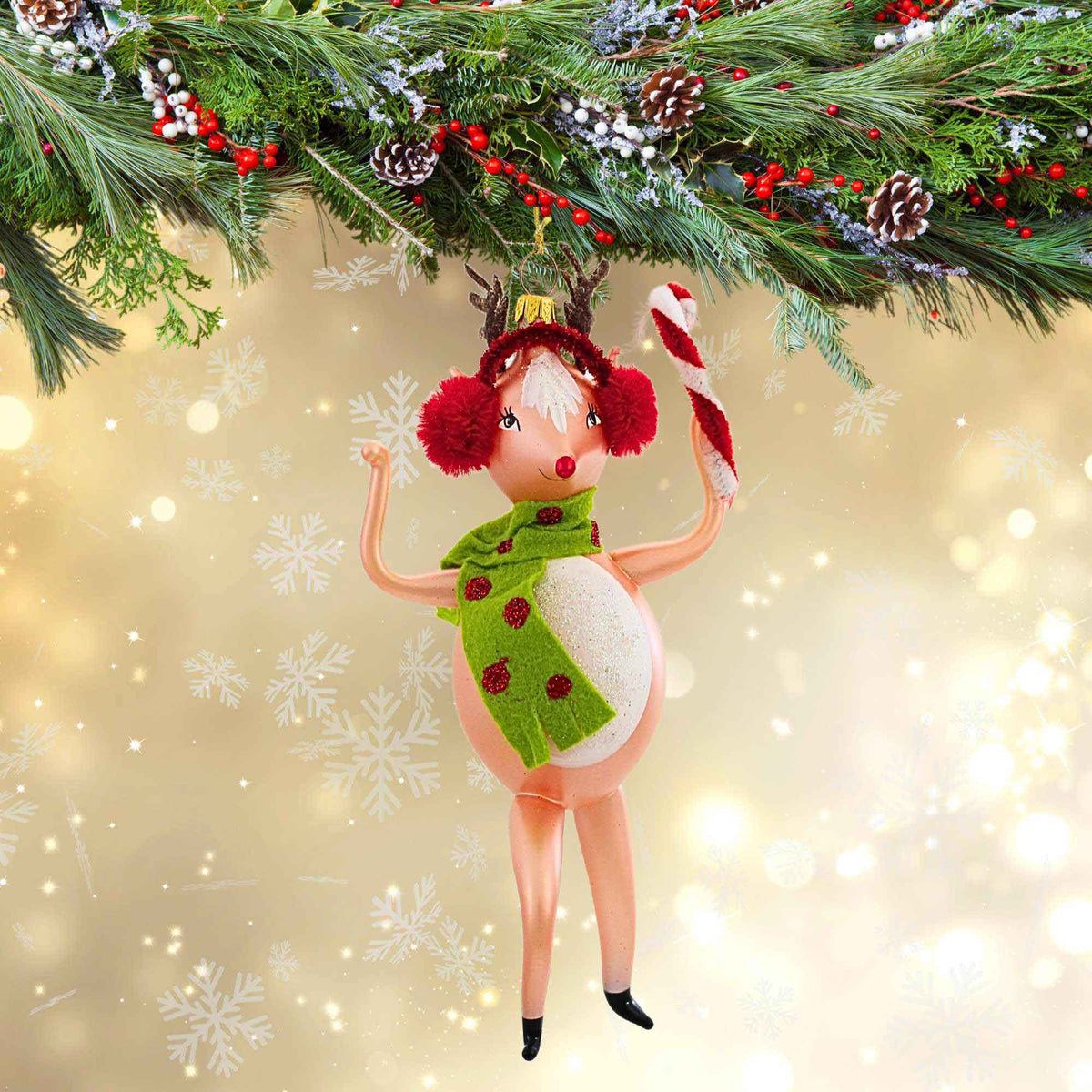 De Carlini Italian Ornaments Peppermint Prancer - - SBKGifts.com